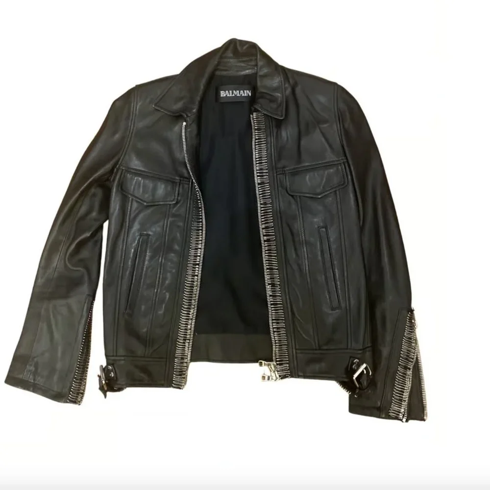 ジャケット・アウター 90s Vintage BALMAIN REAL leather jacket Dark Brown Vintage Balmain Leather Jacket – Clothestotheedge
